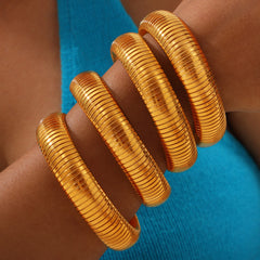 Ribbed Coil Bangle Bracelet