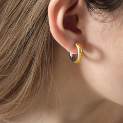 Two-Tone Rounded Hoop Earrings