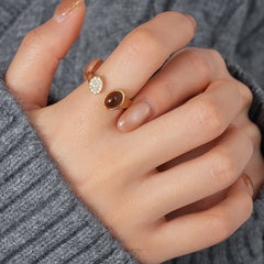 Camille Vintage-Inspired Tiger-Eye Adjustable Ring