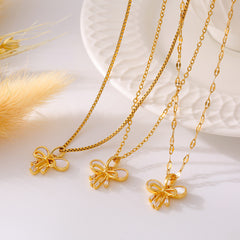 18K Gold-Plated Double Bow Pendant Necklace