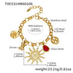 Sun Heart and Bear Multi-Charm Necklace or Bracelet