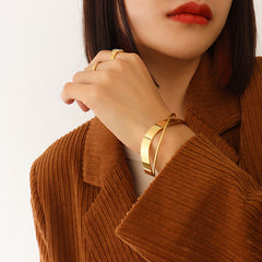 18K Gold-Plated Crossed Open Cuff Bracelet