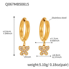 Cubic Zirconia Butterfly Charm Earrings