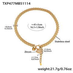 Cubic Zirconia Heart Link Necklace and Bracelet
