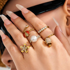 18K Gold-Plated Playful Cubic Zirconia Ring Designs