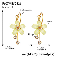 Color Resin Flower Drop Earrings