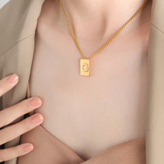 Gold-Tone Square Initial Pendant Necklace