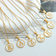 White Shell Initial Medallion Necklace