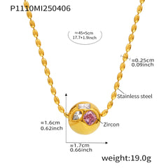 Colorful Cubic Zirconia Sphere Beaded Necklace