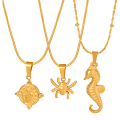 Gold-Tone Animal or Geometric Pendant Necklace