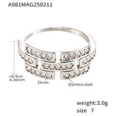 Cubic Zirconia Geometric Open Ring