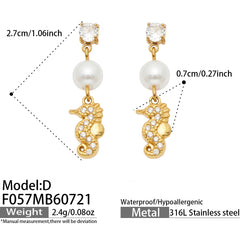 18K Gold-Plated Ocean Charm Drop Earrings