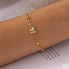 18K Gold-Plated Mother-of-Pearl Butterfly Bracelet