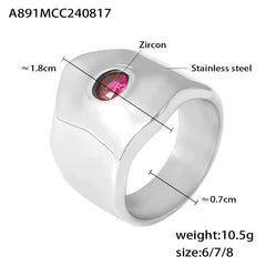 Polished Pink Stone Accent Ring
