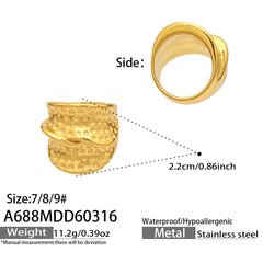 18K Gold-Plated Textured Statement Ring Collection