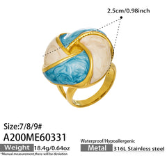 Colorful Enamel Sculptural Statement Rings