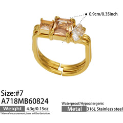 Cubic Zirconia Three-Row Statement Ring