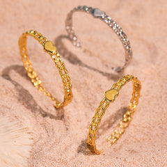 Heart Detail Sculptural Bangle Bracelet
