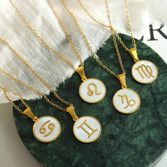 White Shell Zodiac Pendant Necklace