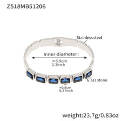 Czech Glass Square Accent Clasp Bangle