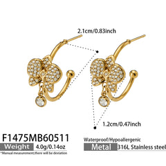 Cubic Zirconia Floral C-Hoop Earrings