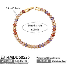 18K Gold-Plated Colored Cubic Zirconia Tennis Jewelry