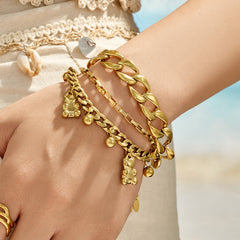 Bear Charm and Oval Link Bracelet Designs