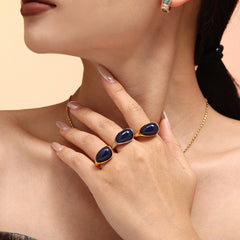 Blue Resin Teardrop Open Ring