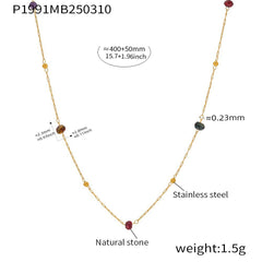Fine Beaded Chain Necklace with Stone Accents