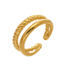 18K Gold-Plated & Silver-Tone Twisted Open Ring