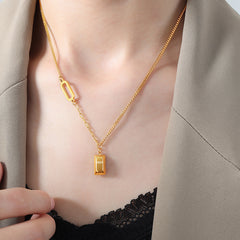 Gold-Tone LOVE and GOLD Inscription Necklace
