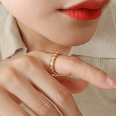 Rectangle Cubic Zirconia Band Ring