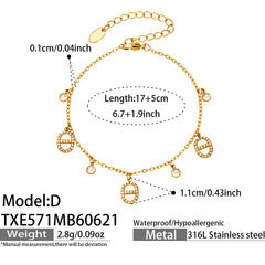 18K Gold-Plated Oval Charm Necklace, Bracelet or Anklet