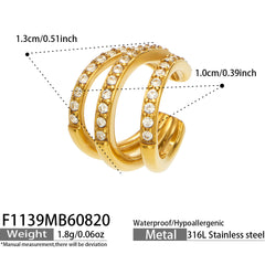 Triple-Line Cubic Zirconia Ear Cuff - Single