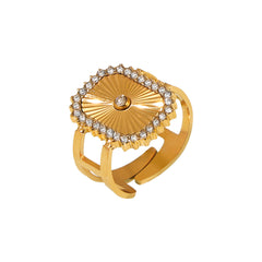Textured Geometric Sparkle Open Ring