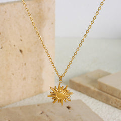 Gold-Tone Sunburst Pendant Necklace