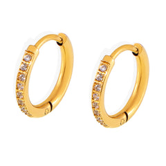 Cubic Zirconia Small Stainless Steel Hoop Earrings