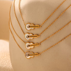 Gold-Tone Violin Shell Pendant Necklace