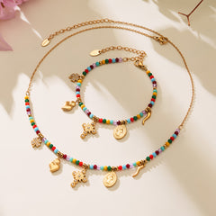 Natural Stone Charm Necklace & Bracelet
