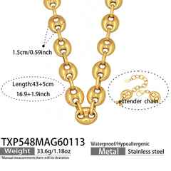 Coffee Bean Link Necklace Bracelet and Waist Chain