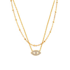 Eye-Motif Cubic Zirconia Necklace & Bracelet