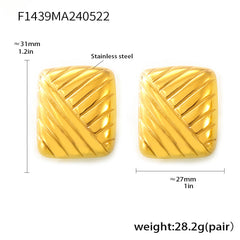 Gold-Tone Ribbed Geometric Stud Earrings