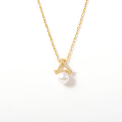 Pearl-Look Triangle Pendant Necklace
