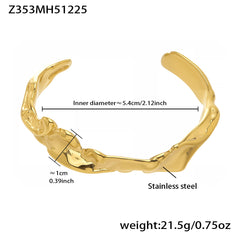 18K Gold-Plated Textured Open Cuff Designs