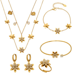 Cubic Zirconia Layered Flower Jewelry