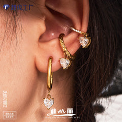 18K Gold-Plated Cubic Zirconia Charm Hoop Designs