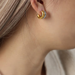 Double-Layer Sculptural C-Hoop Earrings