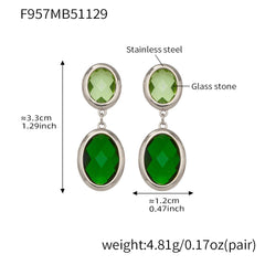 Faceted Oval Glass Drop Earrings