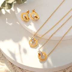 Roman Numeral Double-Ring Necklace & Earrings