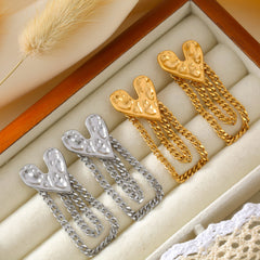 Textured Heart Chain Drop Earrings